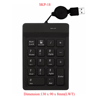 Antywirusowa, dezynfekcyjna, silikonowa, medyczna, przemysłowa klawiatura numeryczna z wyciągalnym kablem USB